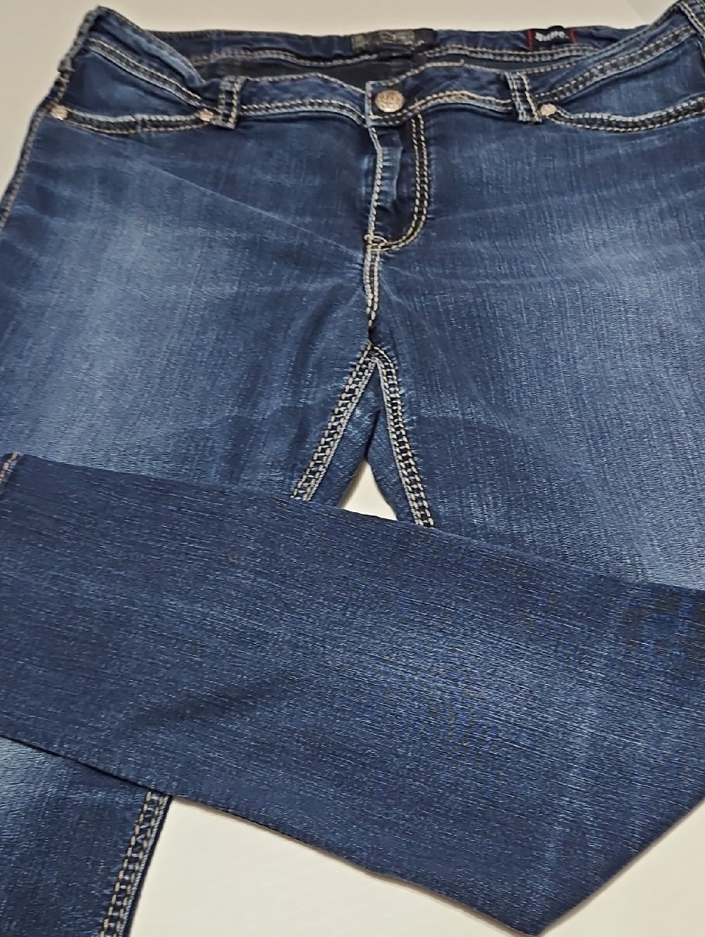 Silver Jeans Dark Blue Skinny Super Stretch Jeans with Faded Detail Size 20 - Picture 11 of 14